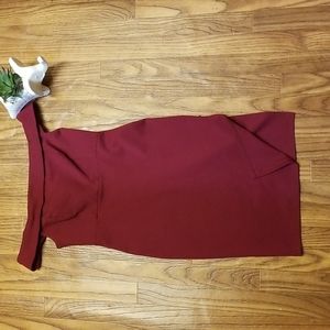 Lulu's Way of love wine red off the shoulder sheath midi dress